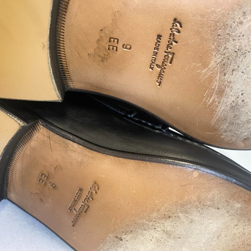 Salvatore Ferragamo Horse Bit Loafers Black Leather Drivers - Picture 11 of 15